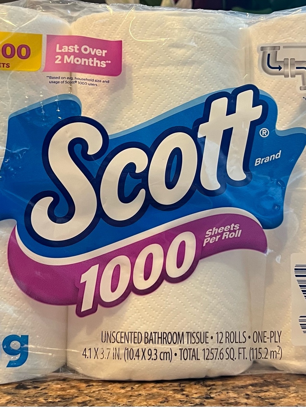 Scott 1000 One-Ply Bathroom Tissue - Blue, Purple, White